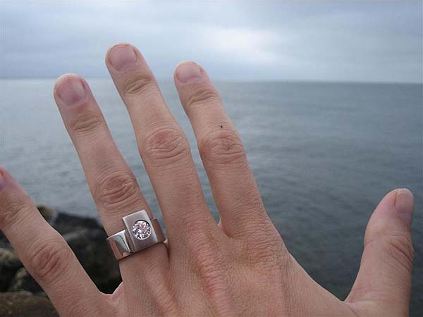 Burnished Set Diamond Engagement Ring